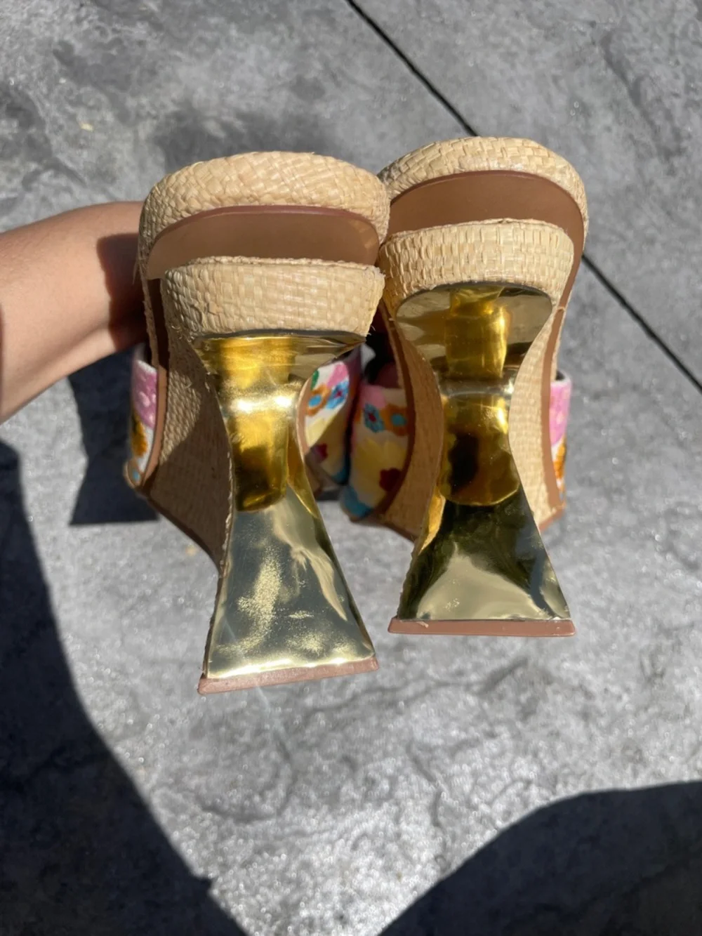 Steve Madden Pink Floral Embroidered Wedge Mules